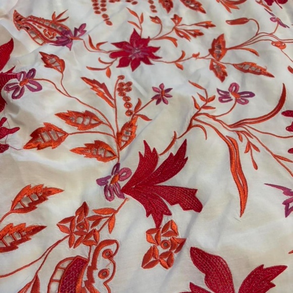 Sundance Pink & Orange Floral Embroidered Peasant Blouse Size XL - Picture 6 of 8